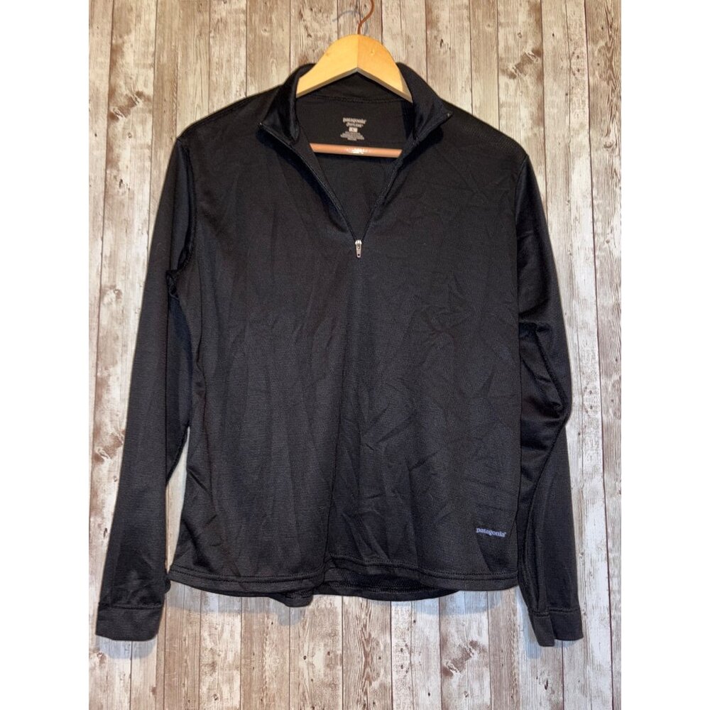 Patagonia Women's Capilene Black 1/4 Zip Long-Sleeve Performance Pullover Large